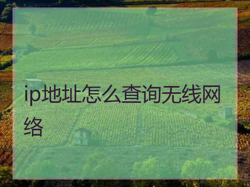 ip地址怎么查询无线网络