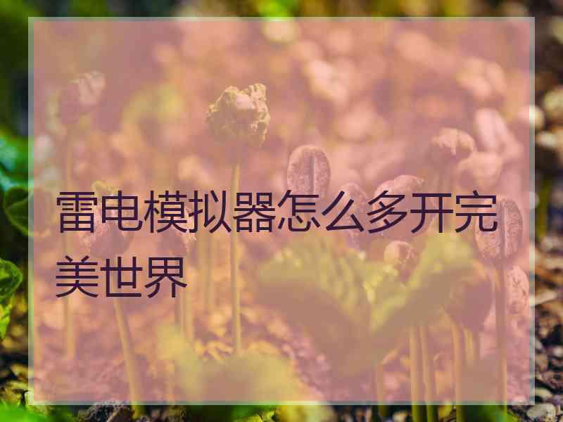 雷电模拟器怎么多开完美世界