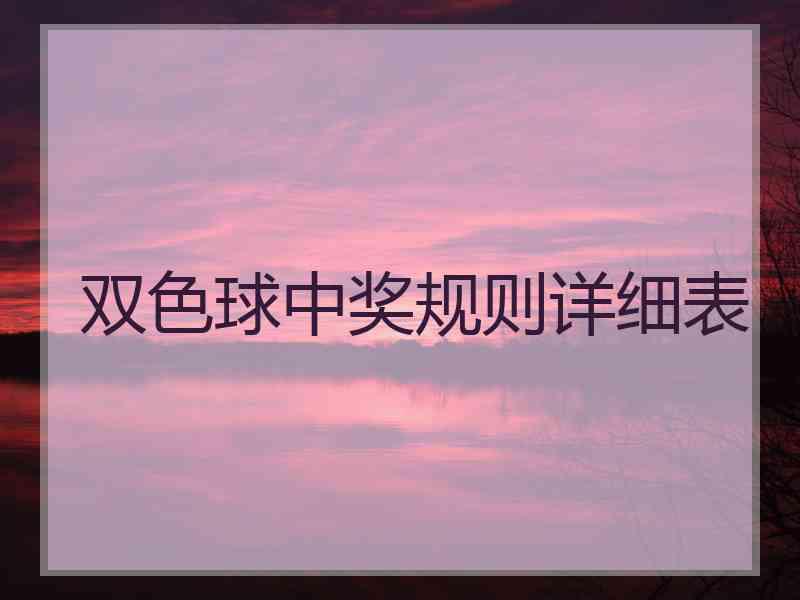 双色球中奖规则详细表