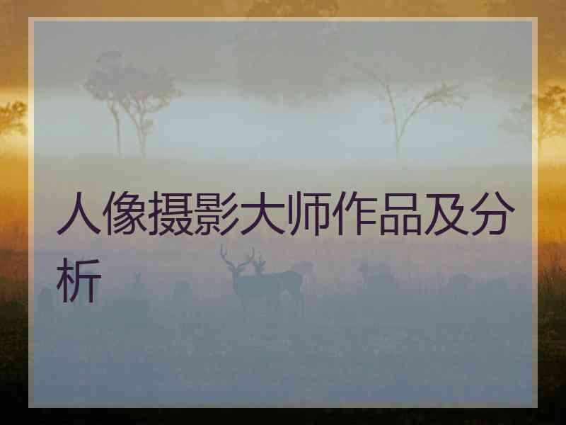人像摄影大师作品及分析