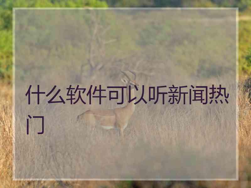 什么软件可以听新闻热门