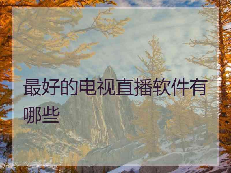 最好的电视直播软件有哪些