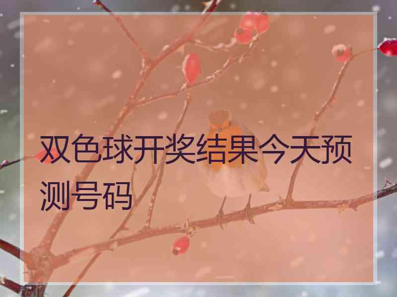 双色球开奖结果今天预测号码