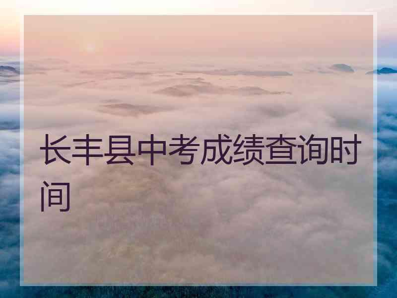 长丰县中考成绩查询时间