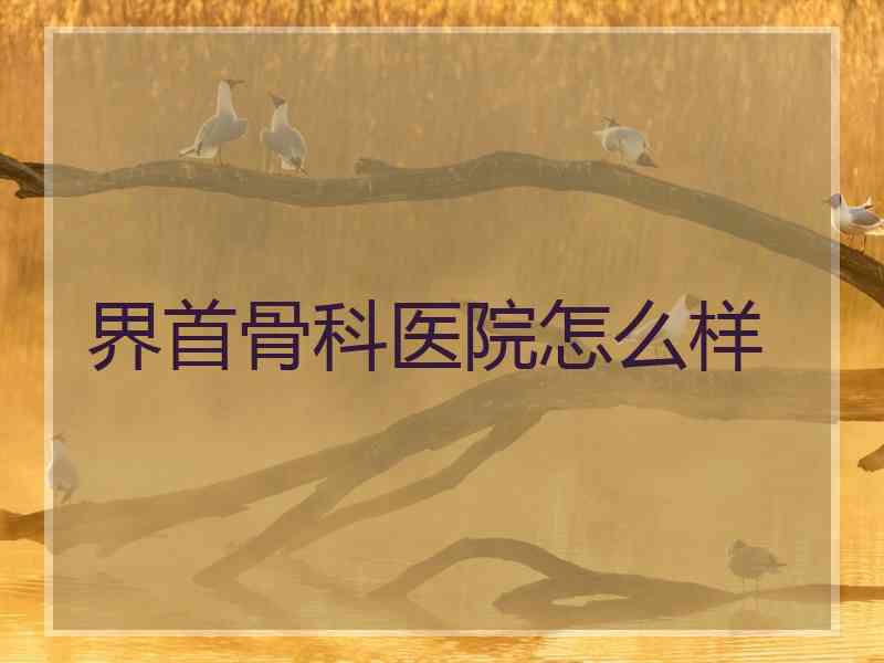 界首骨科医院怎么样