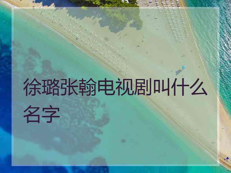 徐璐张翰电视剧叫什么名字