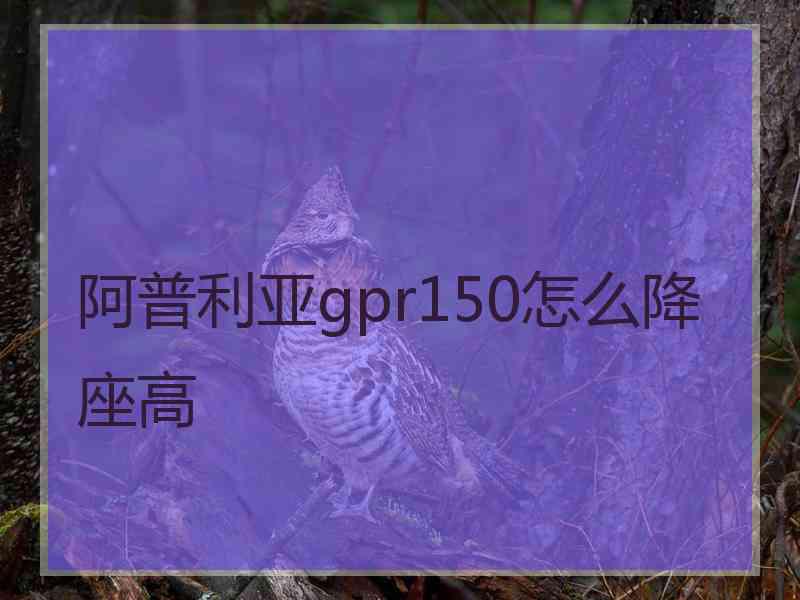 阿普利亚gpr150怎么降座高