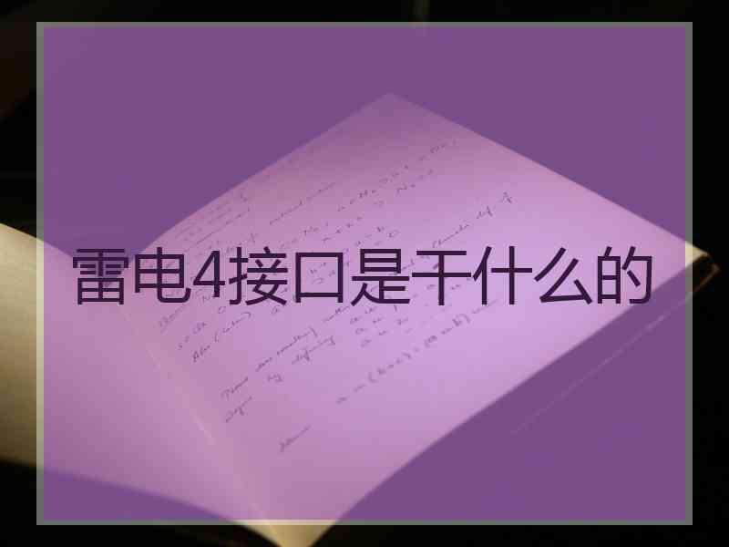 雷电4接口是干什么的