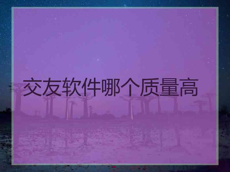 交友软件哪个质量高