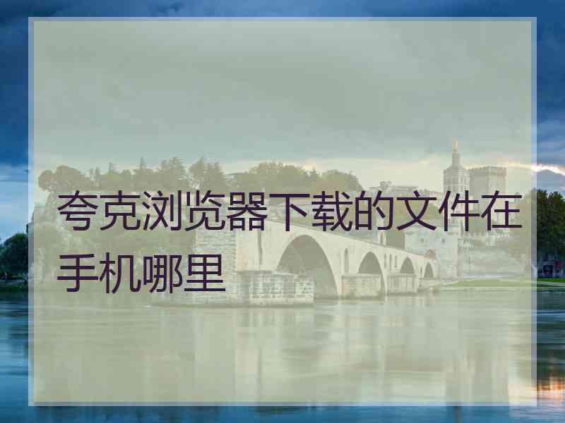 夸克浏览器下载的文件在手机哪里